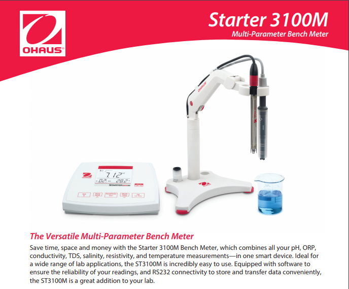 OHAUS Starter 3100M pH and Conductivity Bench Meter